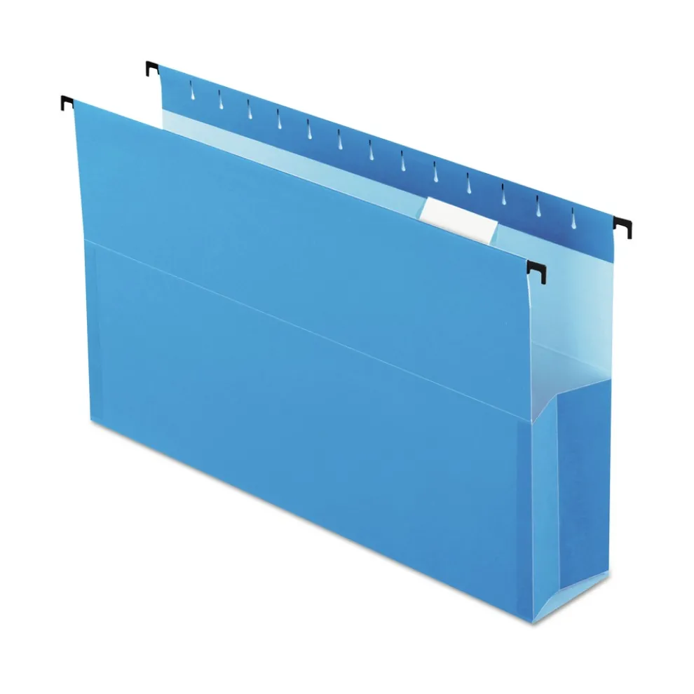 Pendaflex SureHook 3 in. Capacity 1/5-Cut Tabs 1 Section Legal Size Reinforced Extra-Capacity Hanging Box File - Blue (25/Box)