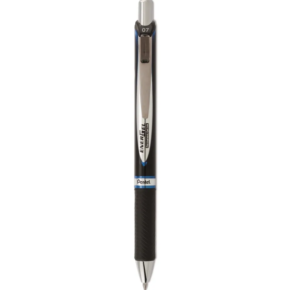 Pentel EnerGel PRO Permanent Ink Medium 0.7 millimeter Retractable Hybrid Gel Pen - Blue Ink/Black Barrel