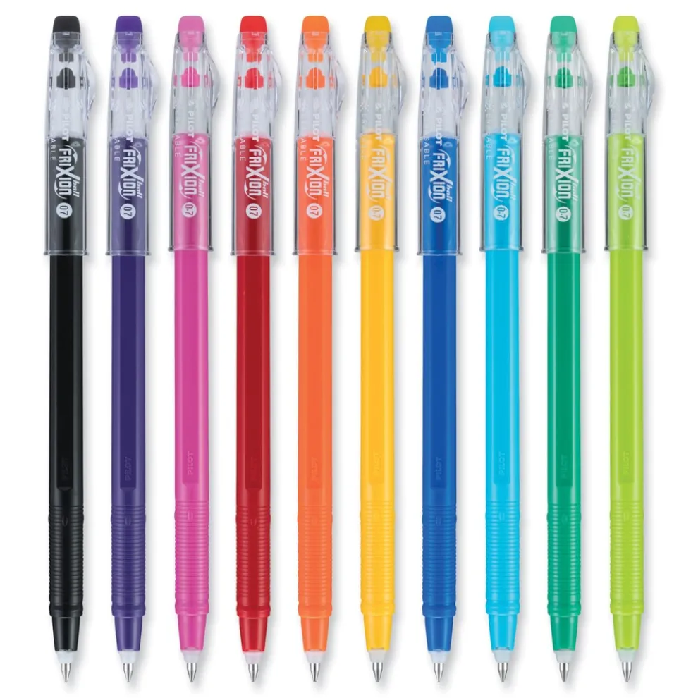 Pilot FriXion ColorSticks Fine 0.7 mm Erasable Gel Pen - Assorted Ink and Barrel Colors (10/Pack)