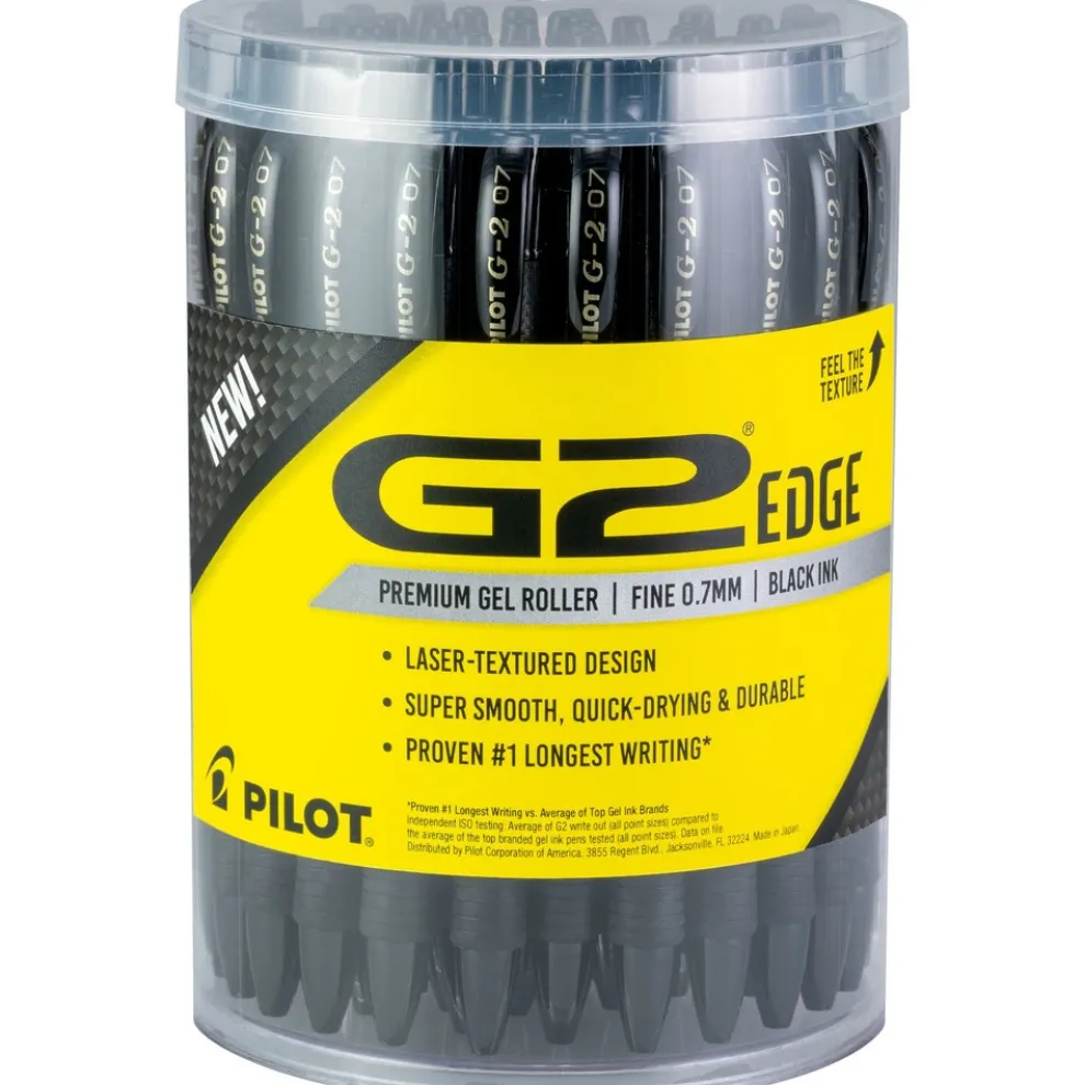 Pilot G2 Edge Premium Fine 0.7 mm Gel Pen - Black Ink/Black Barrel (36/Pack)