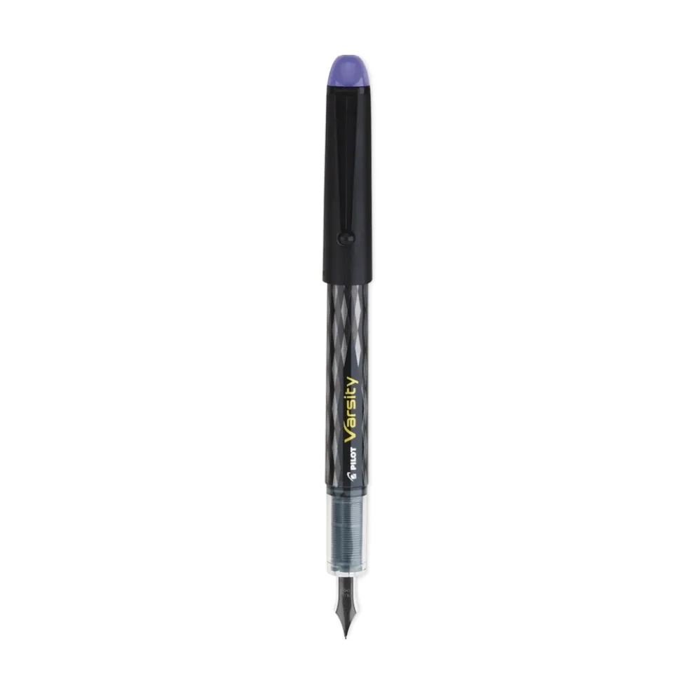 Pilot Varsity Medium 1 mm Fountain Pen - Purple Ink/Clear/Black/Purple Barrel