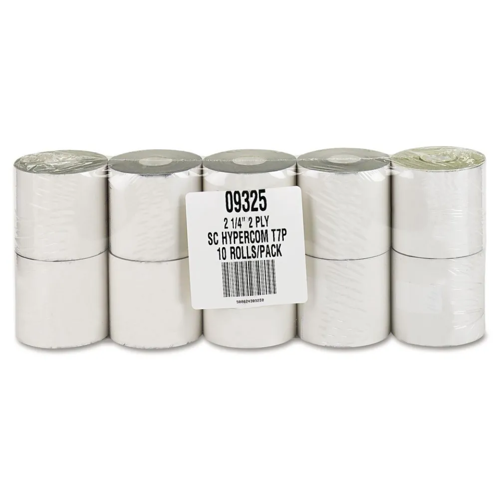 PM Company 2.25 in. x 70 ft. Impact Printing Carbonless Paper Rolls - White/Canary (10/Pack)