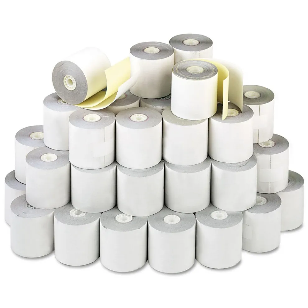 PM Company Impact Printing 2.25 in. x 70 ft. Carbonless Paper Rolls - White/Canary (50/Carton)