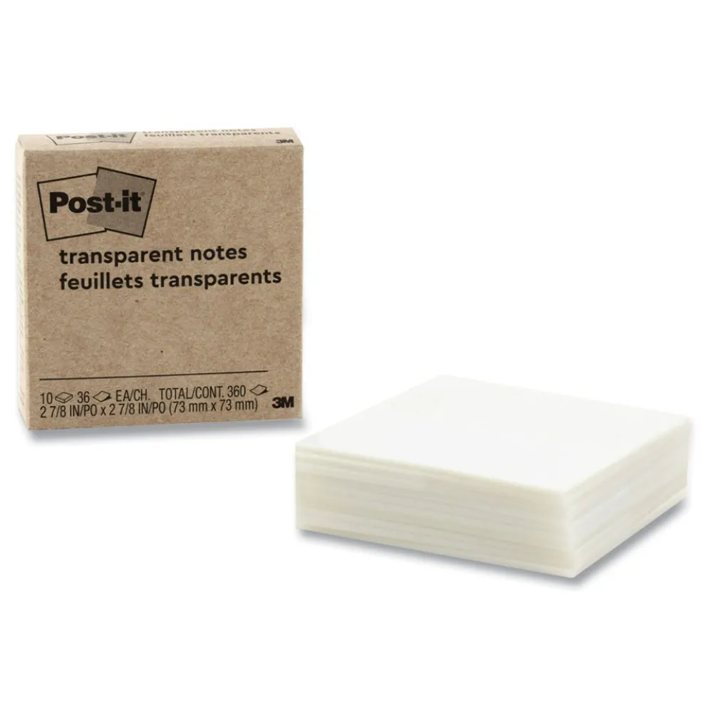 Post-it 3 in. x 3 in. Unruled Note Pads - Transparent (10/Pack)