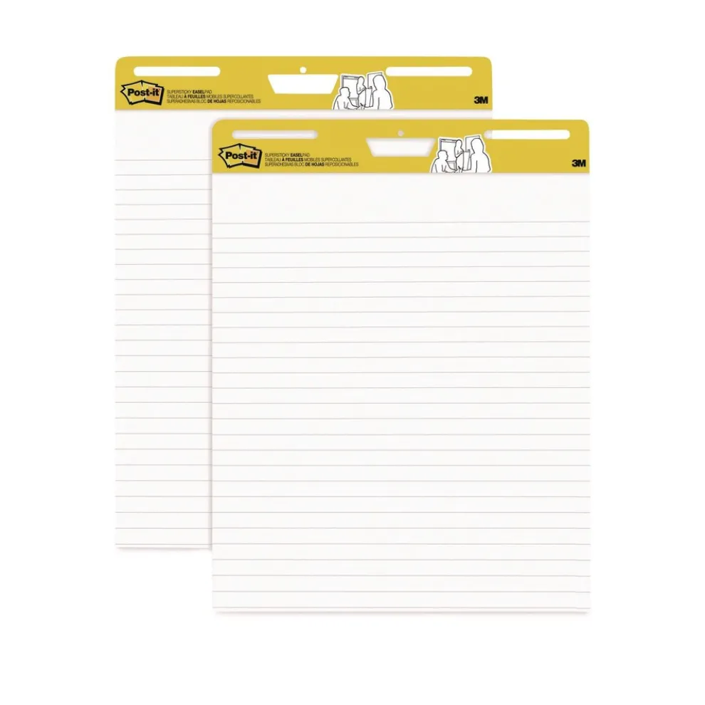 Post-it Easel Pads Super Sticky 30 Sheets Presentation Format 1.5-in Rule 25-in x 30-in Vertical-Orientation Self-Stick Easel Pads - White (2/Carton)