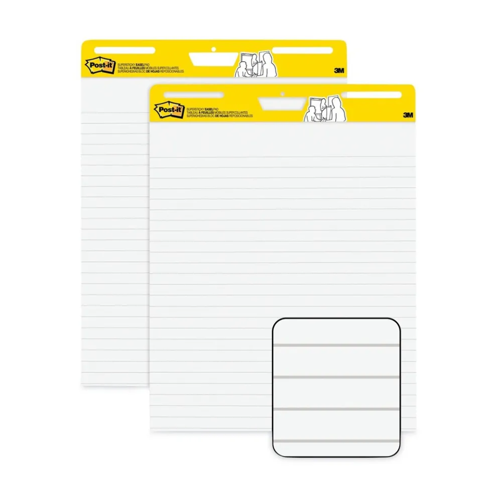 Post-it Easel Pads Super Sticky 30 Sheets Presentation Format 1.5-in Rule 25-in x 30-in Vertical-Orientation Self-Stick Easel Pads - White (2/Carton)