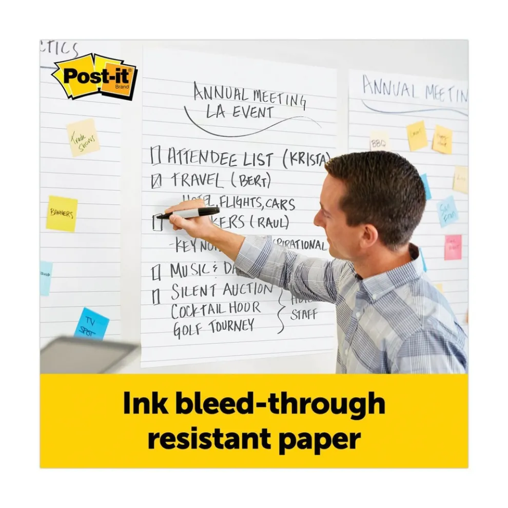 Post-it Easel Pads Super Sticky 30 Sheets Presentation Format 1.5-in Rule 25-in x 30-in Vertical-Orientation Self-Stick Easel Pads - White (2/Carton)