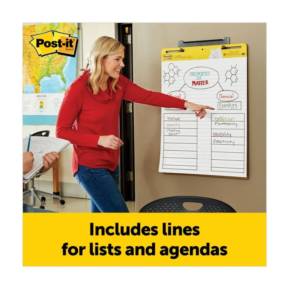 Post-it Easel Pads Super Sticky 30 Sheets Presentation Format 1.5-in Rule 25-in x 30-in Vertical-Orientation Self-Stick Easel Pads - White (2/Carton)