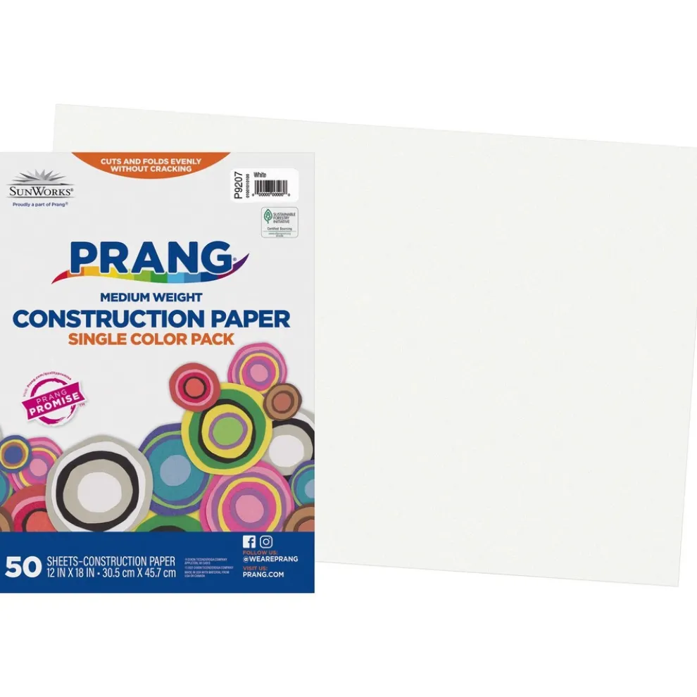 Prang 12 in. x 18 in. 50 lbs. Text Weight SunWorks Construction Paper - White (25 Packs/Carton)