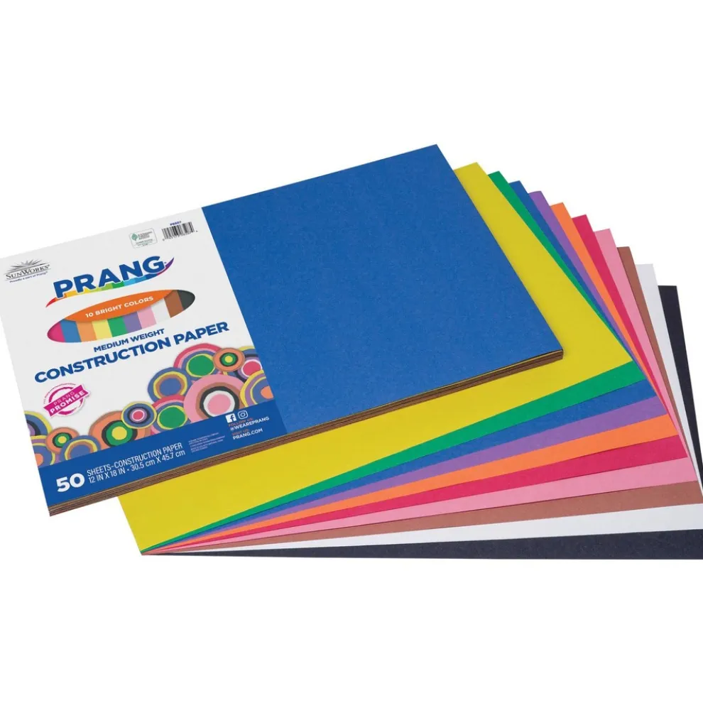 Prang 12 in. x 18 in. 50 lbs. Text Weight SunWorks Construction Paper - Assorted Colors (25 Packs/Carton)