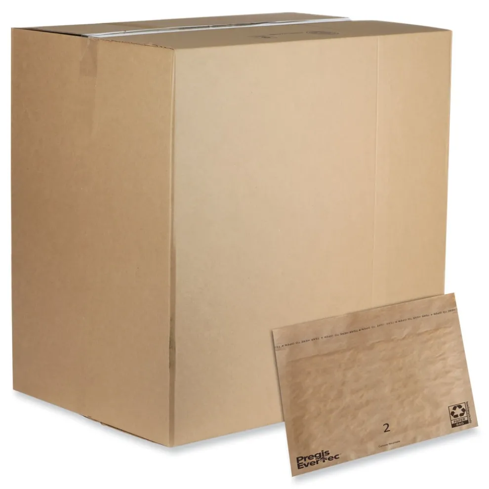 Pregis EverTec 12 in. x 9 in. No. 2 Self-Adhesive Closure Kraft Paper Curbside Recyclable Padded Mailer - Brown (100/Carton)