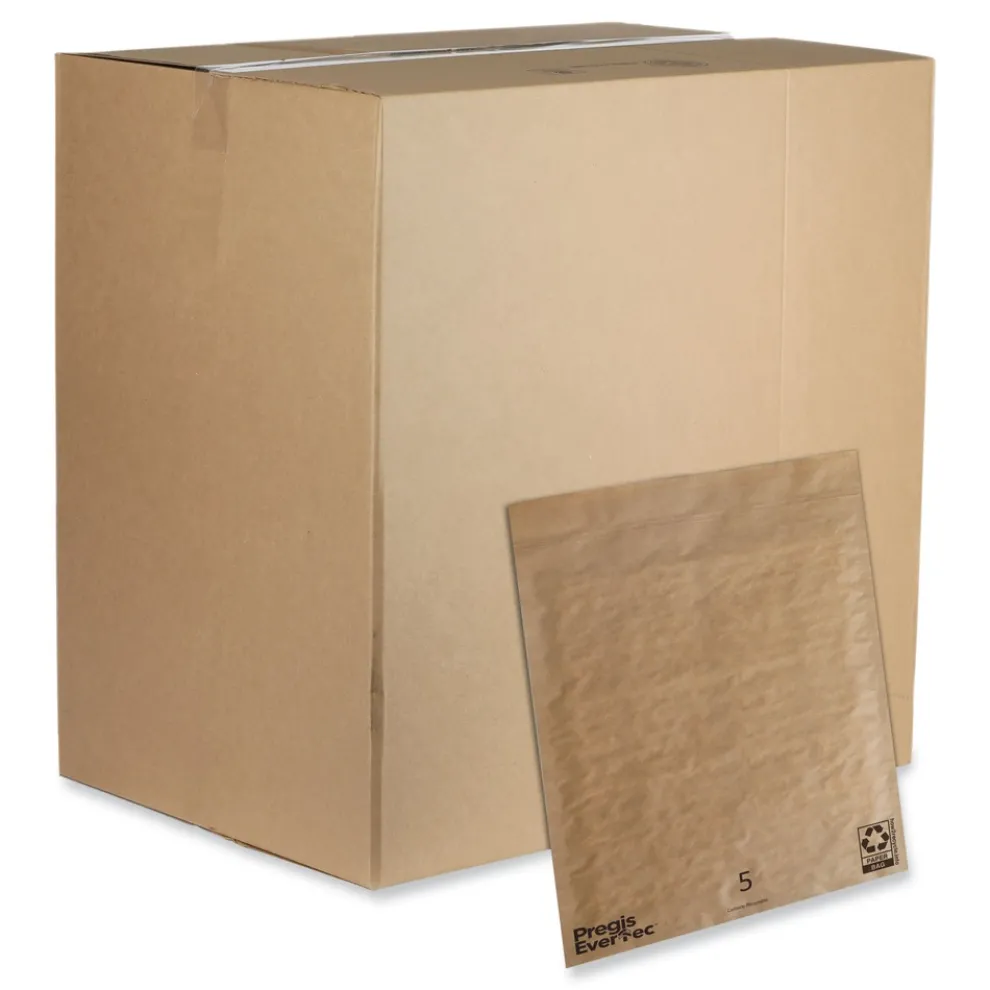 Pregis EverTec 12 in. x 15 in. No. 5 Self-Adhesive Closure Kraft Paper Curbside Recyclable Padded Mailer - Brown (100/Carton)
