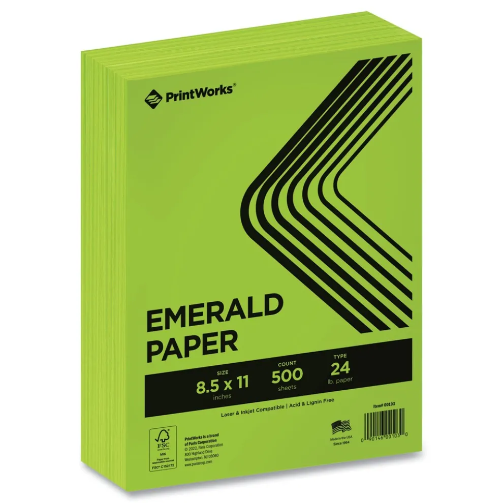 PrintWorks Professional 8.5 in. x 11 in. 24 lbs. Text Weight Color Paper - Emerald Green (1-Ream)