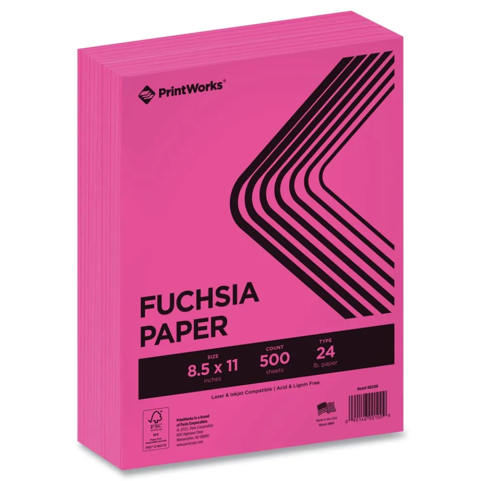 PrintWorks Professional 8.5 in. x 11 in. 24 lbs. Text Weight Color Paper - Fuchsia (1-Ream)
