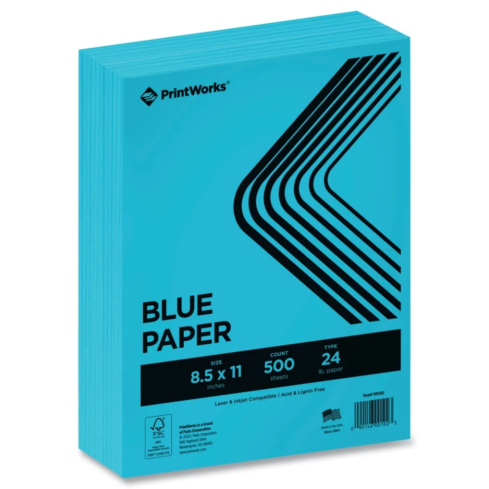 PrintWorks Professional 8.5 in. x 11 in. 24 lbs. Text Weight Color Paper - Blue (1-Ream)
