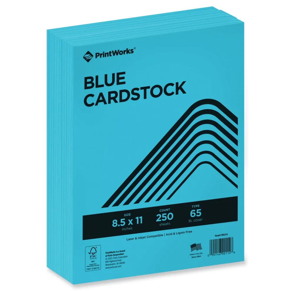 PrintWorks Professional 8.5 in. x 11 in. 65 lbs. Text Weight Color Cardstock - Blue (1-Ream)