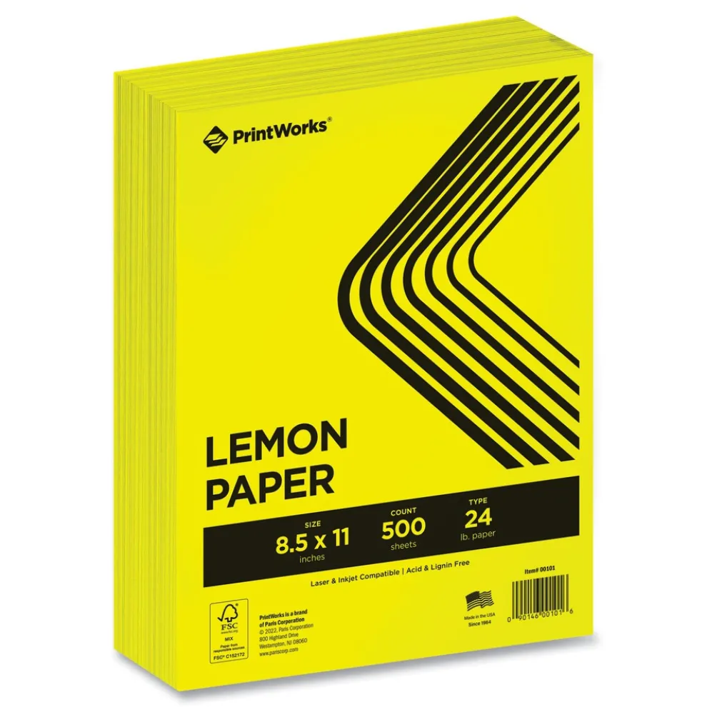 PrintWorks Professional 8.5 in. x 11 in. 24 lbs. Text Weight Color Paper - Lemon Yellow (1-Ream)
