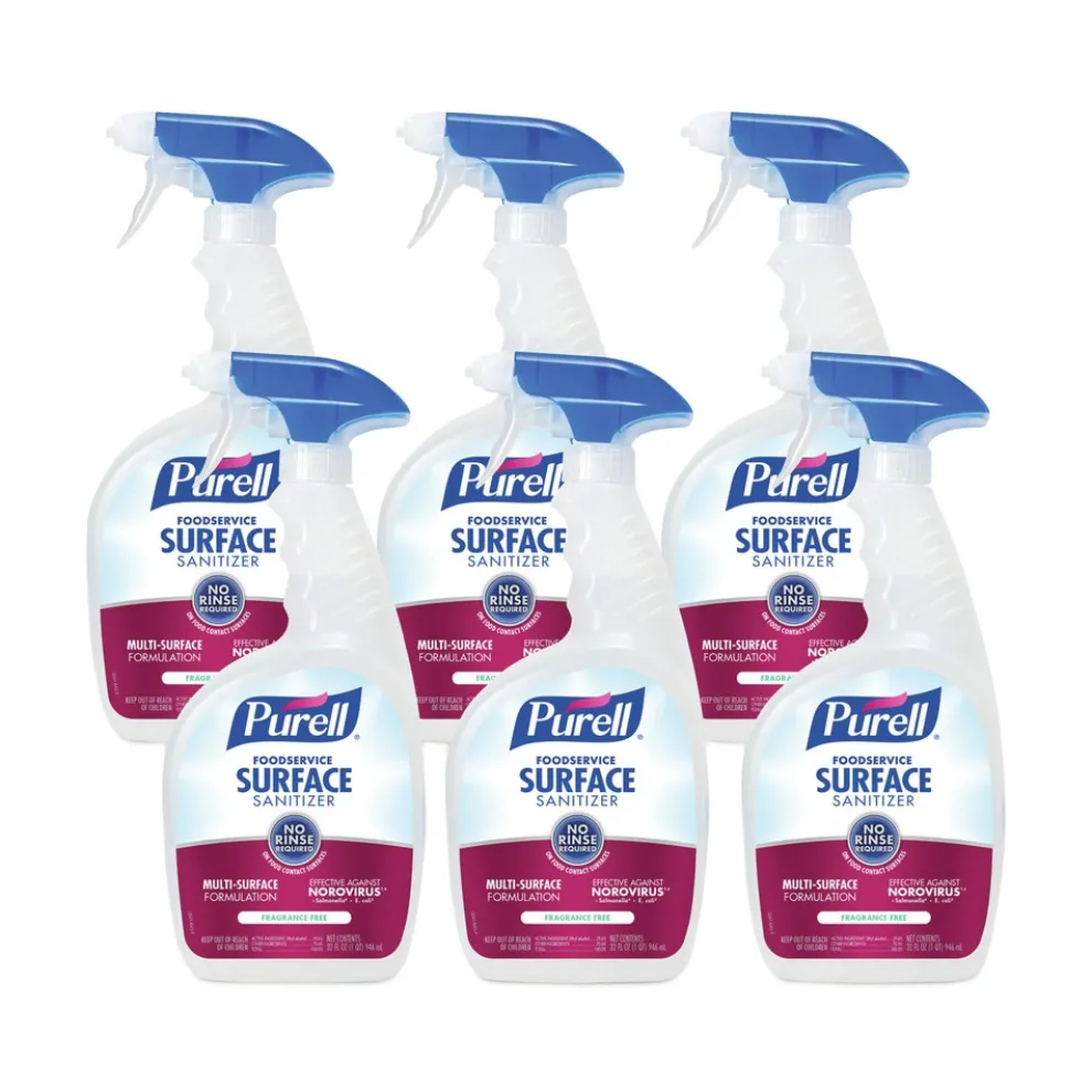 PURELL 32 oz. Bottle with Spray Trigger Attached Foodservice Surface Sanitizer - Fragrance Free (6/Carton)