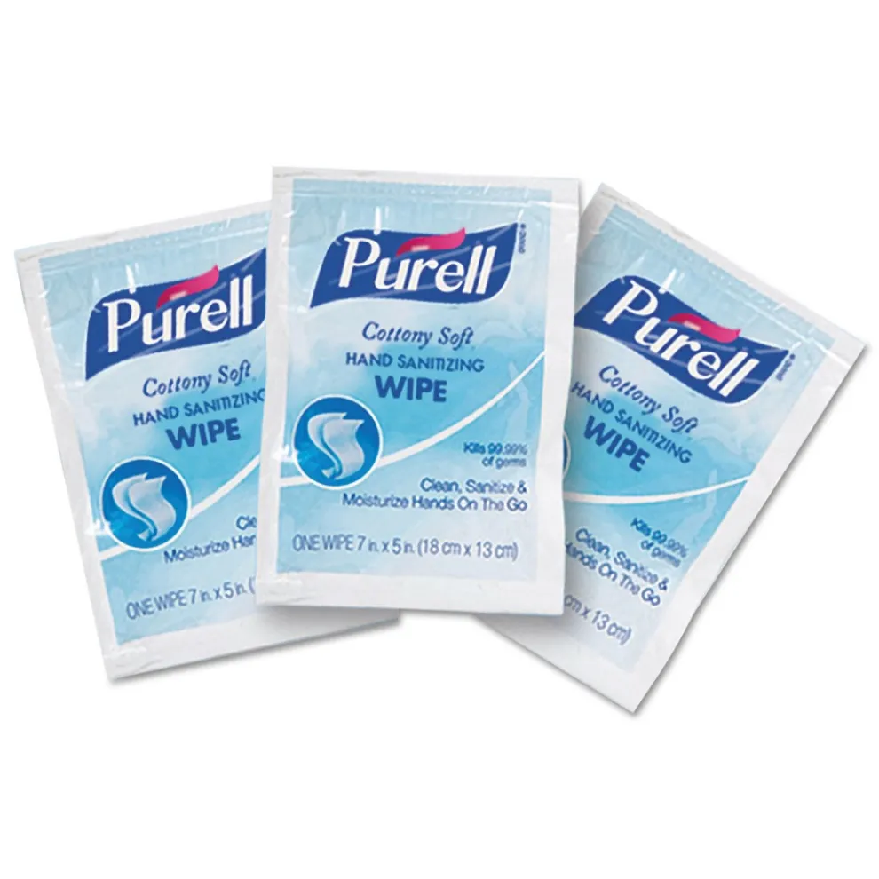PURELL 9026-1M 5 in. x 7 in. Cottony Soft Individually Wrapped Sanitizing Hand Wipes - Unscented, White (1000/Carton)