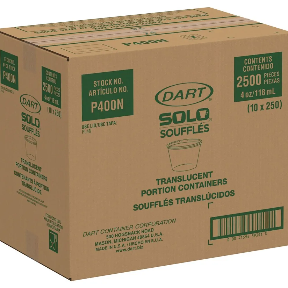 Dart 4 oz. Polystyrene Portion Cups - Translucent (2500/Carton)