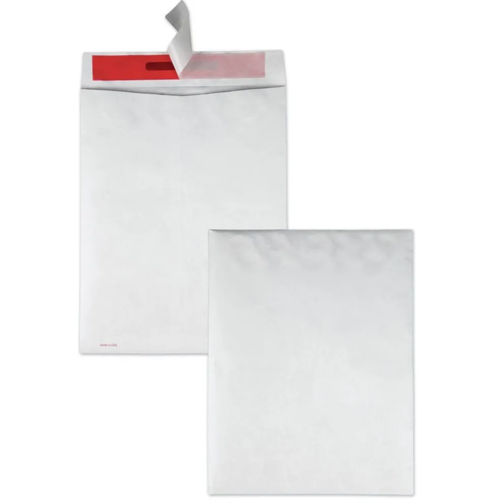 Quality Park #13 1/2 Flip-Stik Flap Redi-Strip Adhesive Closure 10 in. x 13 in. Tamper-Indicating Mailers Made with Tyvek - White (100/Box)
