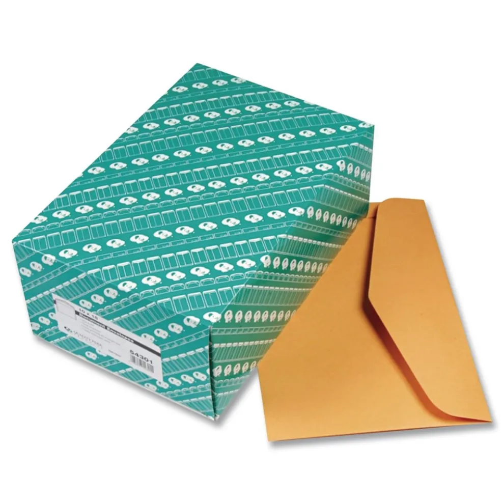 Quality Park #15 Hub Flap Gummed Closure 10 in. x 15 in. Open-Side Booklet Envelope - Brown Kraft (100/Box)