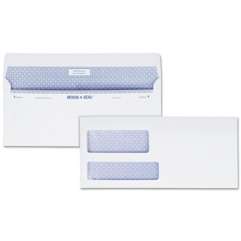 Quality Park 3.88 in. x 8.88 in. #9 Commercial Flap Self-Adhesive Closure Reveal-N-Seal Envelope - White (500/Box)