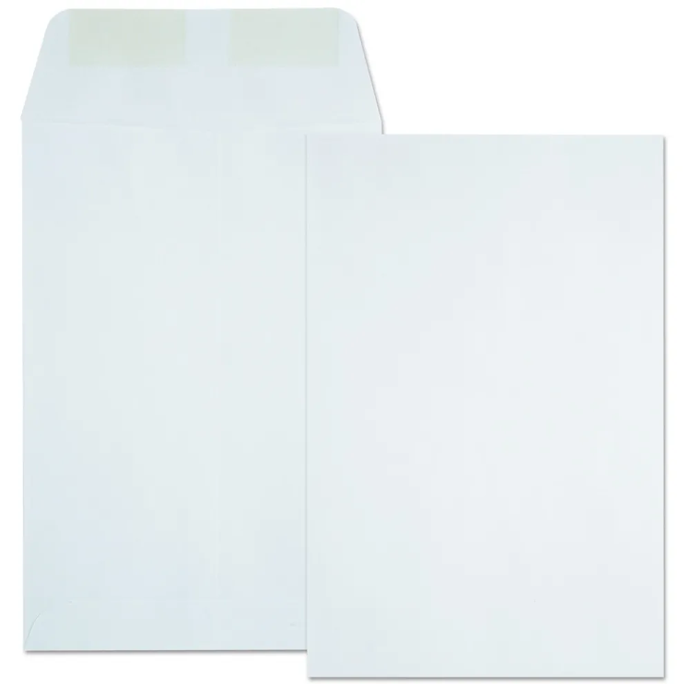 Quality Park 6 in. x 9 in. No. 1 28 lbs. Bond Weight Kraft Square Flap Gummed Closure Catalog Envelope - White (500/Box)