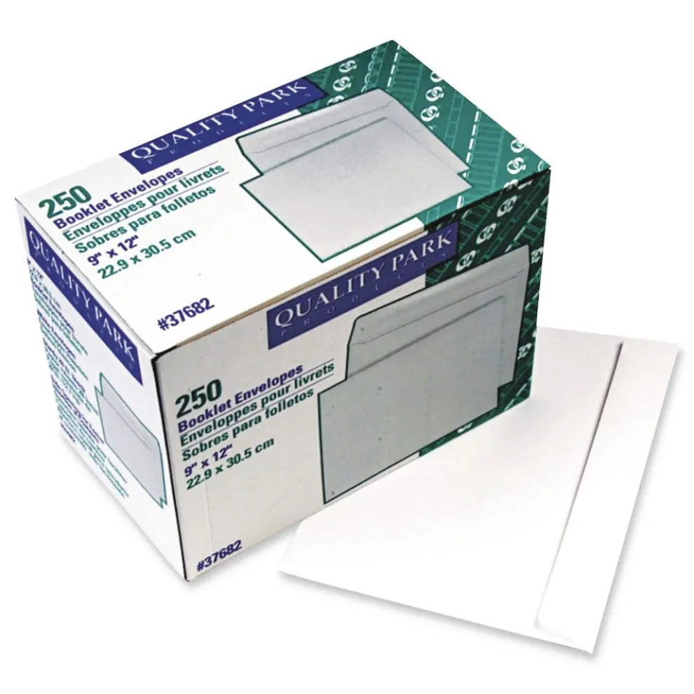Quality Park 9 in. x 12 in. #10 1/2 Cheese Blade Flap Gummed Closure Open-Side Booklet Envelope - White (250/Box)