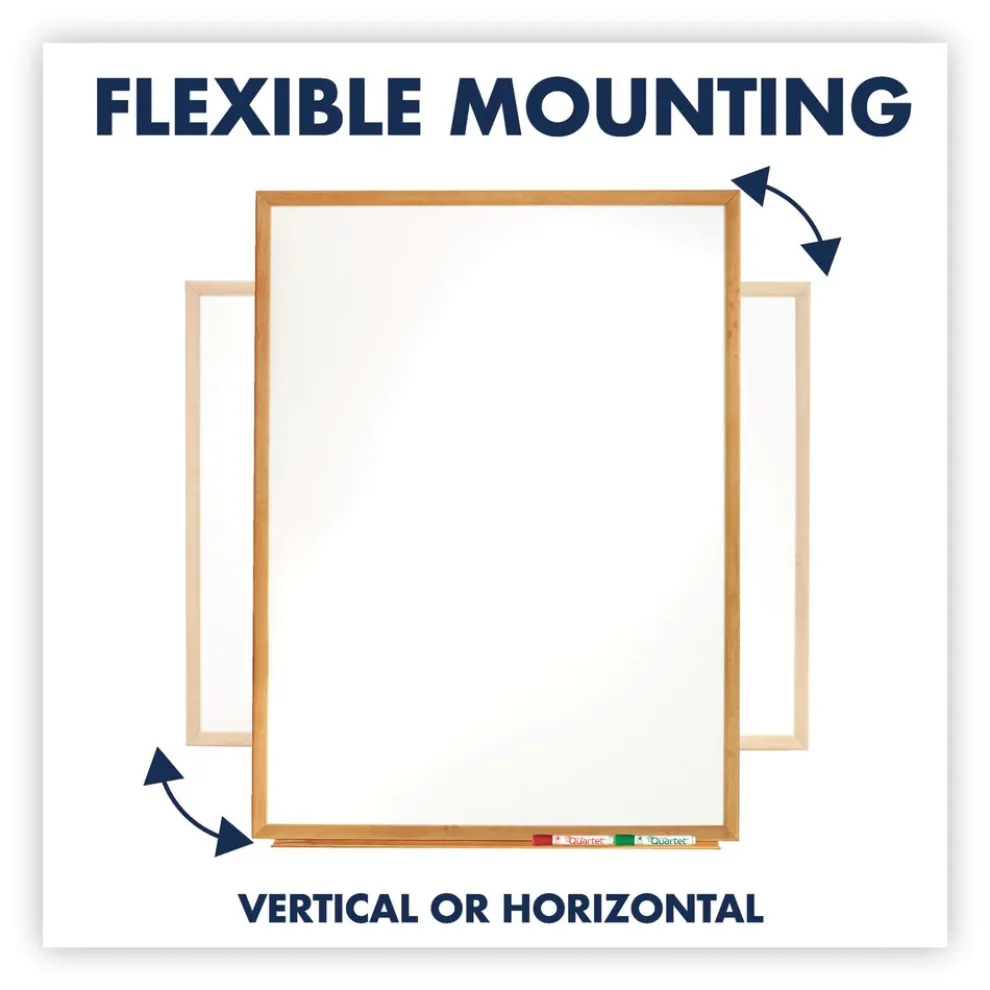 Quartet 36 in. x 24 in. Oak Finished Fiberboard (MDF) Frame Classic Series Total Erase Dry Erase Boards - White Surface