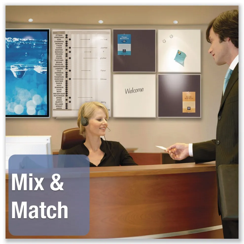 Quartet 23 in. x 23 in. Matrix Magnetic Boards - White Surface, Satin Aluminum Frame