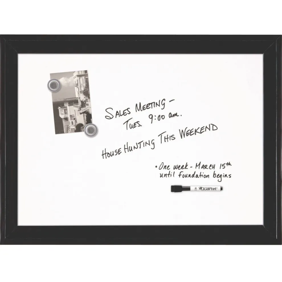 Quartet 23 x 17 Home Decor Magnetic Dry Erase Board - White Surface/Black Wood Frame