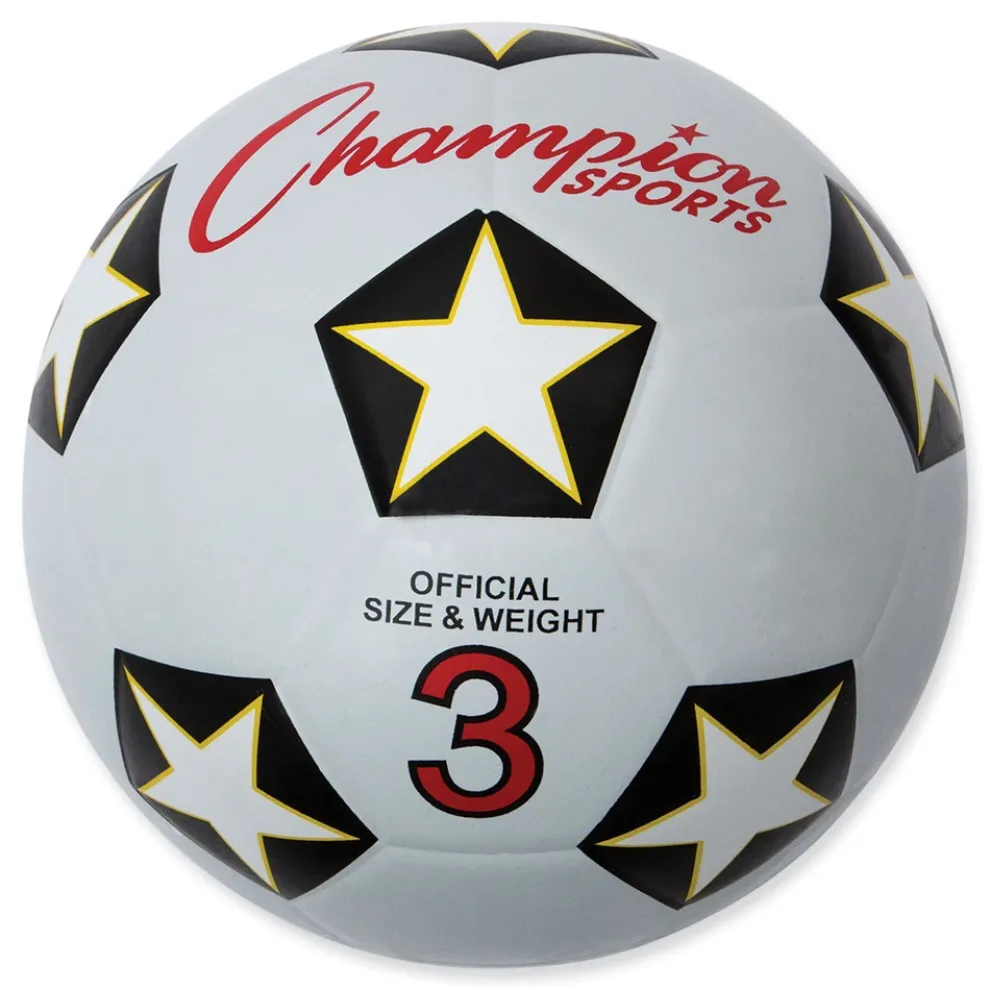 Champion Sports No. 3 Size Soccer Rubber Sports Ball - White/Black