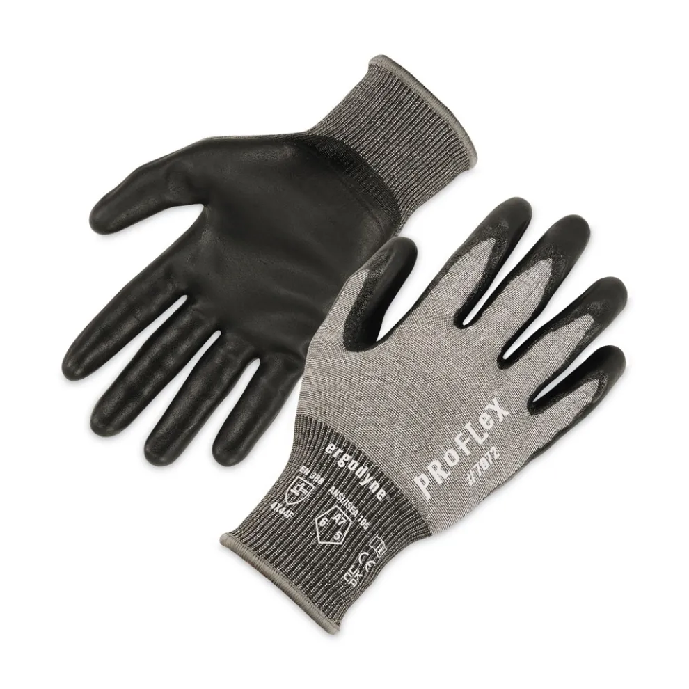 Ergodyne ProFlex 7072 ANSI A7 Nitrile-Coated CR Gloves, Gray, X-Large, 12/Pairs/Pack