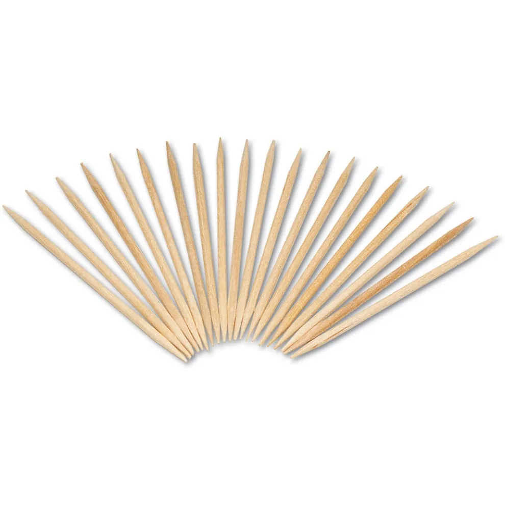 AmerCareRoyal 2.5 in. Round Wood Toothpicks - Natural (96000 Toothpicks/Carton)