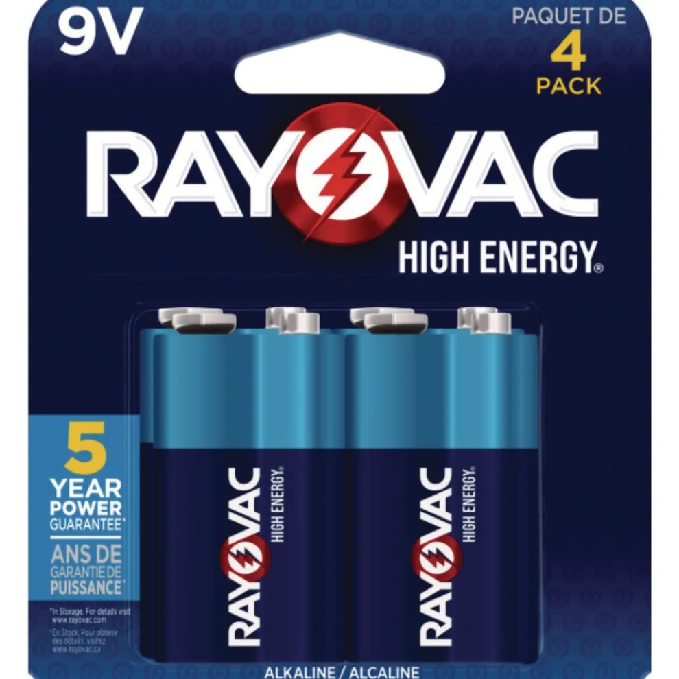 Rayovac 9V High Energy Premium Alkaline Batteries (4/Pack)