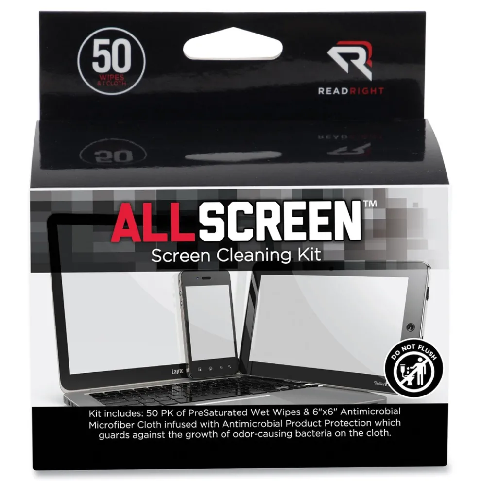 Read Right AllScreen Cleaning Kit - Unscented White (50/Box)