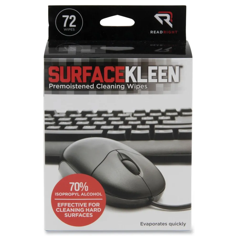 Read Right SurfaceKleen 5 in. x 5 in. Individual Foil Packets Premoistened Alcohol Cleaning Wipes - Unscented White (72/Box)