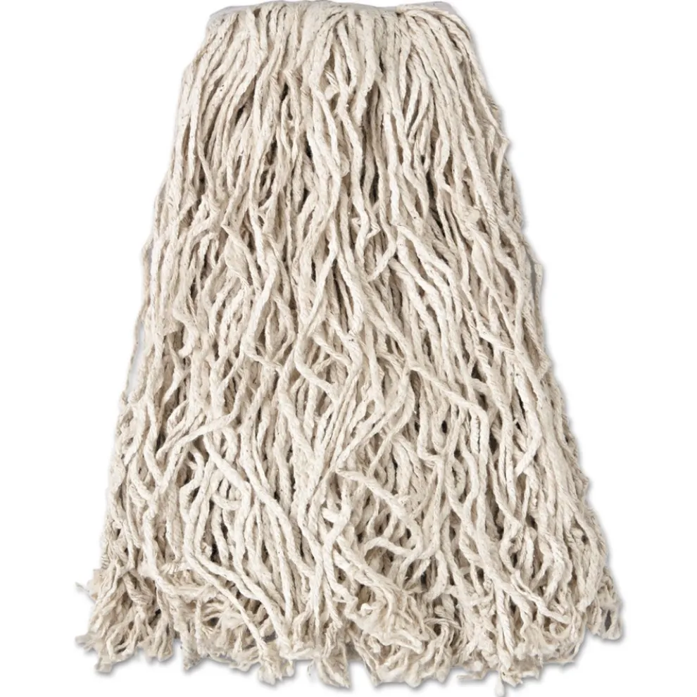 Rubbermaid Commercial 20 oz. 1 in. Band Economy Cut-End Cotton Wet Mop Head - White (12/Carton)
