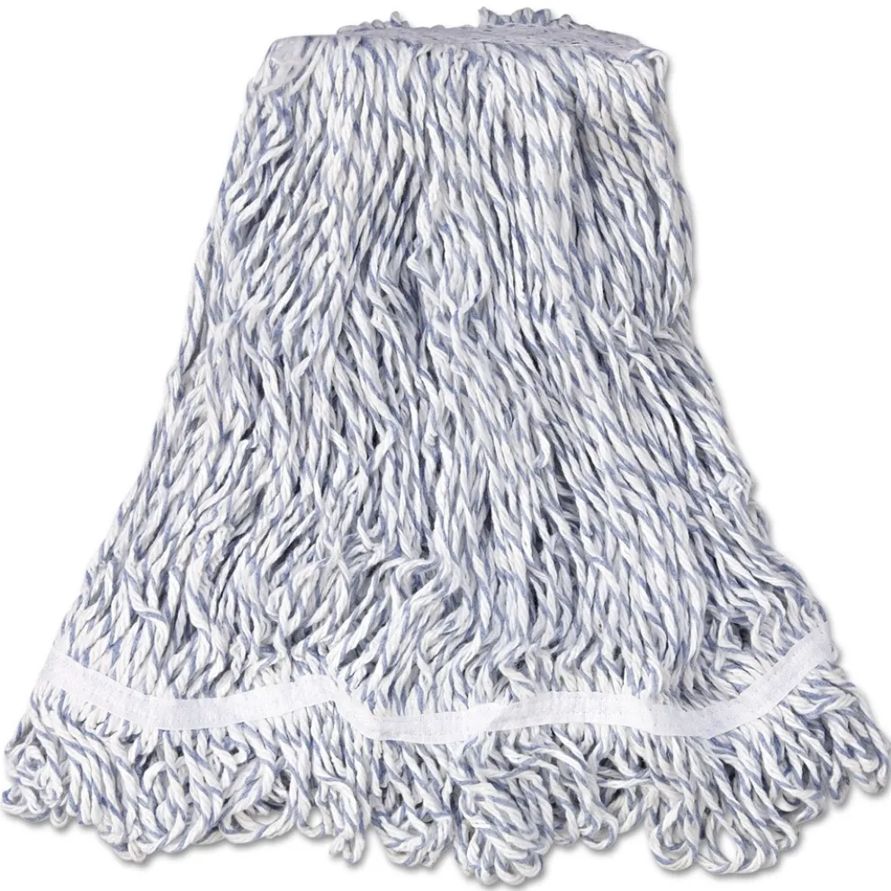 Rubbermaid Commercial Web Foot Cotton/Synthetic Medium Finish Mop Head with 1 in. White Headband - White (6/Carton)