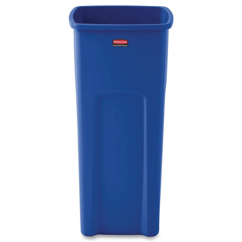 Rubbermaid Commercial 23 Gallon Plastic Recycled Untouchable Square Recycling Container - Blue