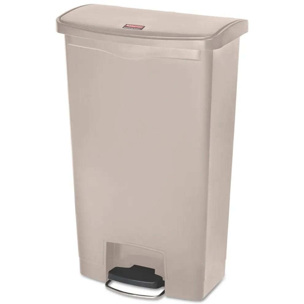 Rubbermaid Commercial Streamline 18-Gallon Resin Front Step Style Step-On Container - Beige