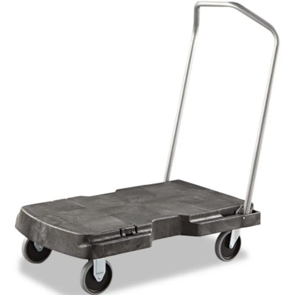 Rubbermaid Commercial 20.5 in. x 32.5 in. x 35 in. 500 lbs. Capacity Triple Trolley Platform Truck with Angled-Loop Handle - Black
