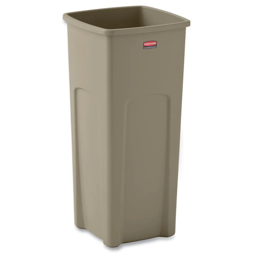 Rubbermaid Commercial Untouchable 23 Gallon Square Plastic Waste Container - Beige