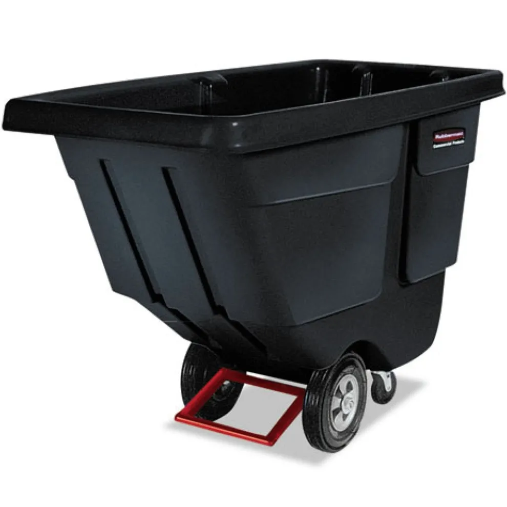 Rubbermaid Commercial Rotomolded Plastic Rectangular 850 lbs. Capacity Tilt Truck - Black