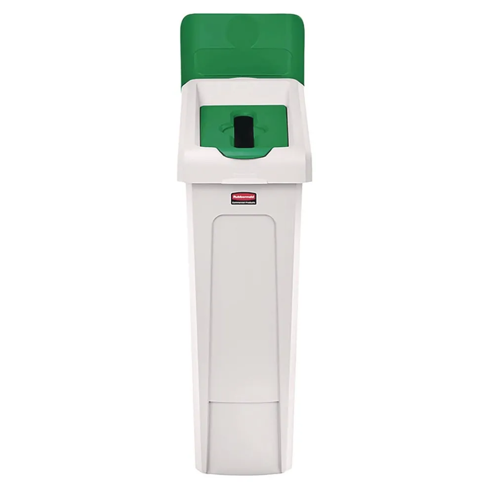Rubbermaid Commercial Slim Jim Recycling Station Kit 1-Stream Paper 23 gal Plastic Green/Gray