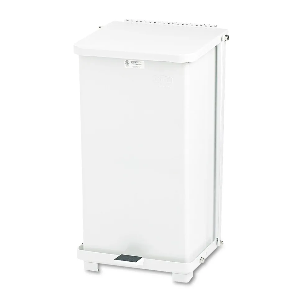 Rubbermaid Commercial 6.5 gal. Defenders Heavy-Duty Steel Step Can - White