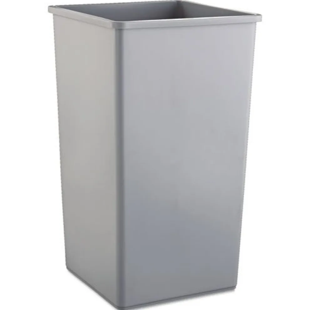 Rubbermaid Commercial 50 gal. Plastic Untouchable Square Waste Receptacle - Gray