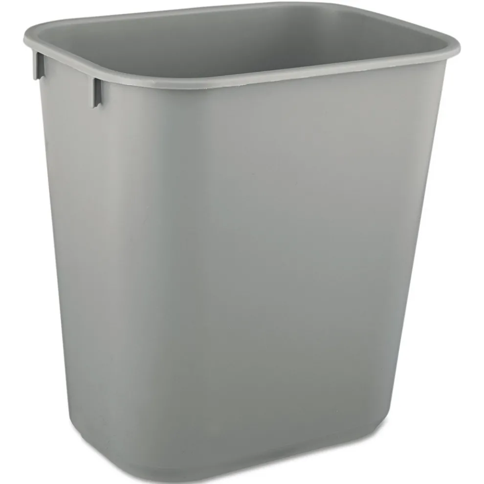 Rubbermaid Commercial 3.5-Gallon Rectangular Deskside Plastic Wastebasket - Gray