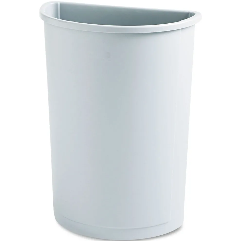 Rubbermaid Commercial 21 Gallon Plastic Half-Round Untouchable Waste Container - Gray
